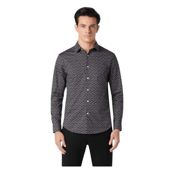 Bugatchi James Martin OoohCotton Button Down Shirt Blue Printed Pattern Long Sle - Picture 1 of 7